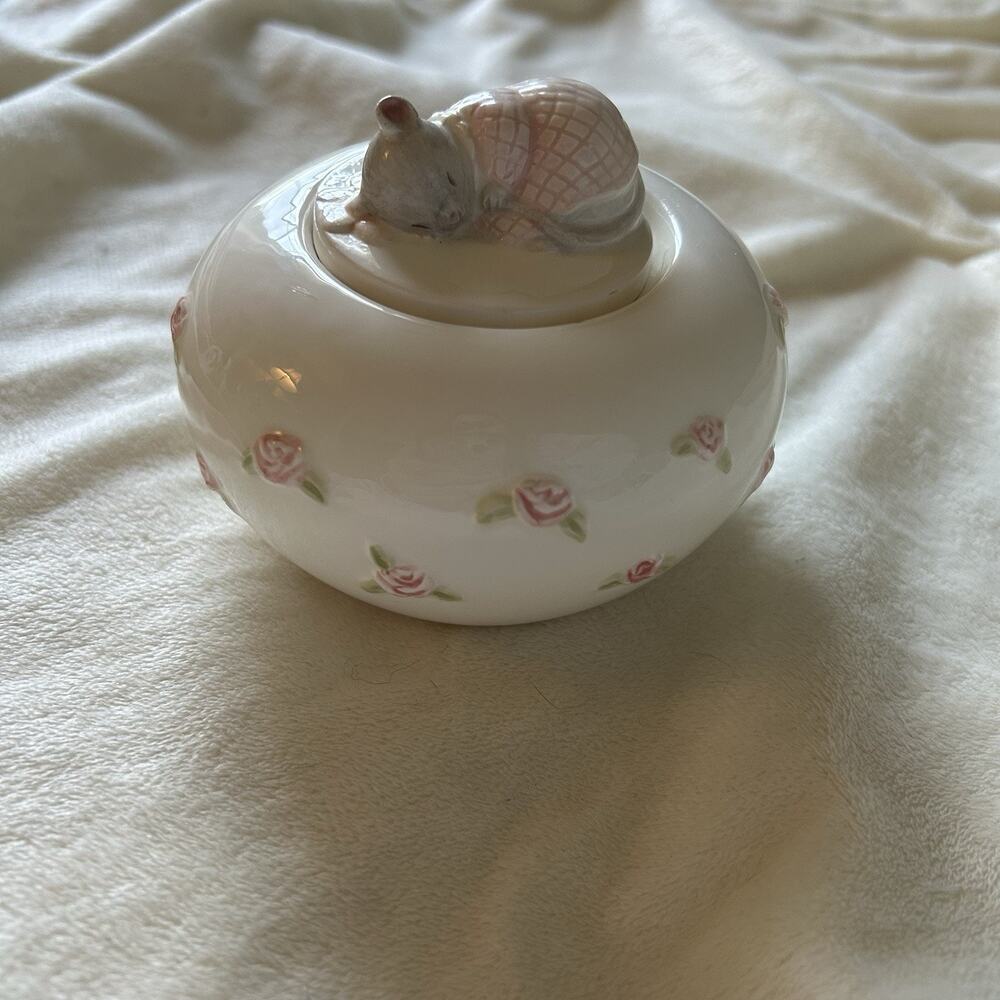 Vintage Sleeping Baby Mouse Sugar Bowl Charpente By Liz Shepherd 1987 Tiawan
